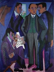 El Arte denostado por Adolf Hitler es la estrella principal de la muestra que alberga la Neue Galerie/ Photo Credits: Ernst Ludwig Kirchner, "A Group pf Artists", Museum Lugwig, Colonia, Rheinisches Bildarchiv, Colonia